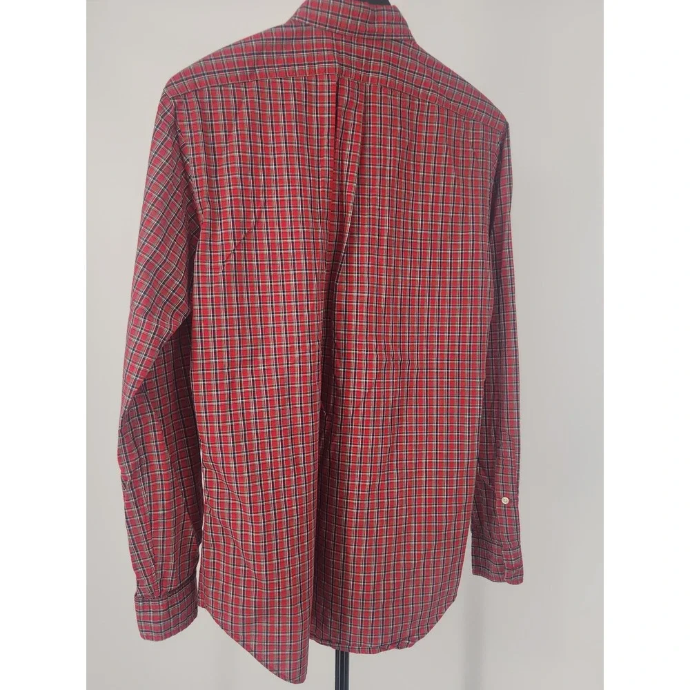 Ralph Lauren Mens Red Plaid Button Down Shirt Custom Fit Small Long Sleeve